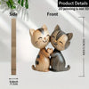 Wooden Cat Couple Sculpture - 2D Desktop Decor