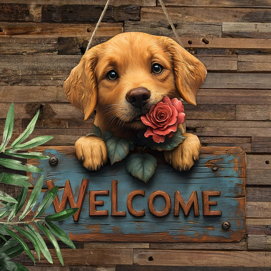 Wooden Dog Welcome Sign