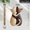 Wooden Cat Couple Sculpture - 2D Desktop Decor