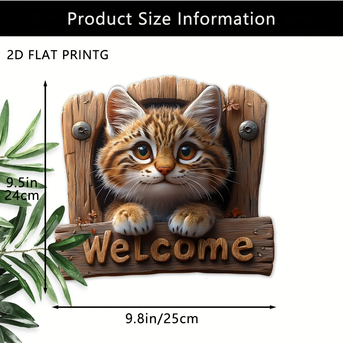 Wooden Cat Welcome Sign