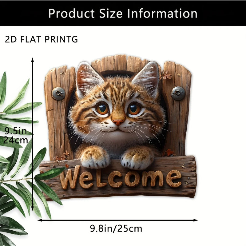 Wooden Cat Welcome Sign