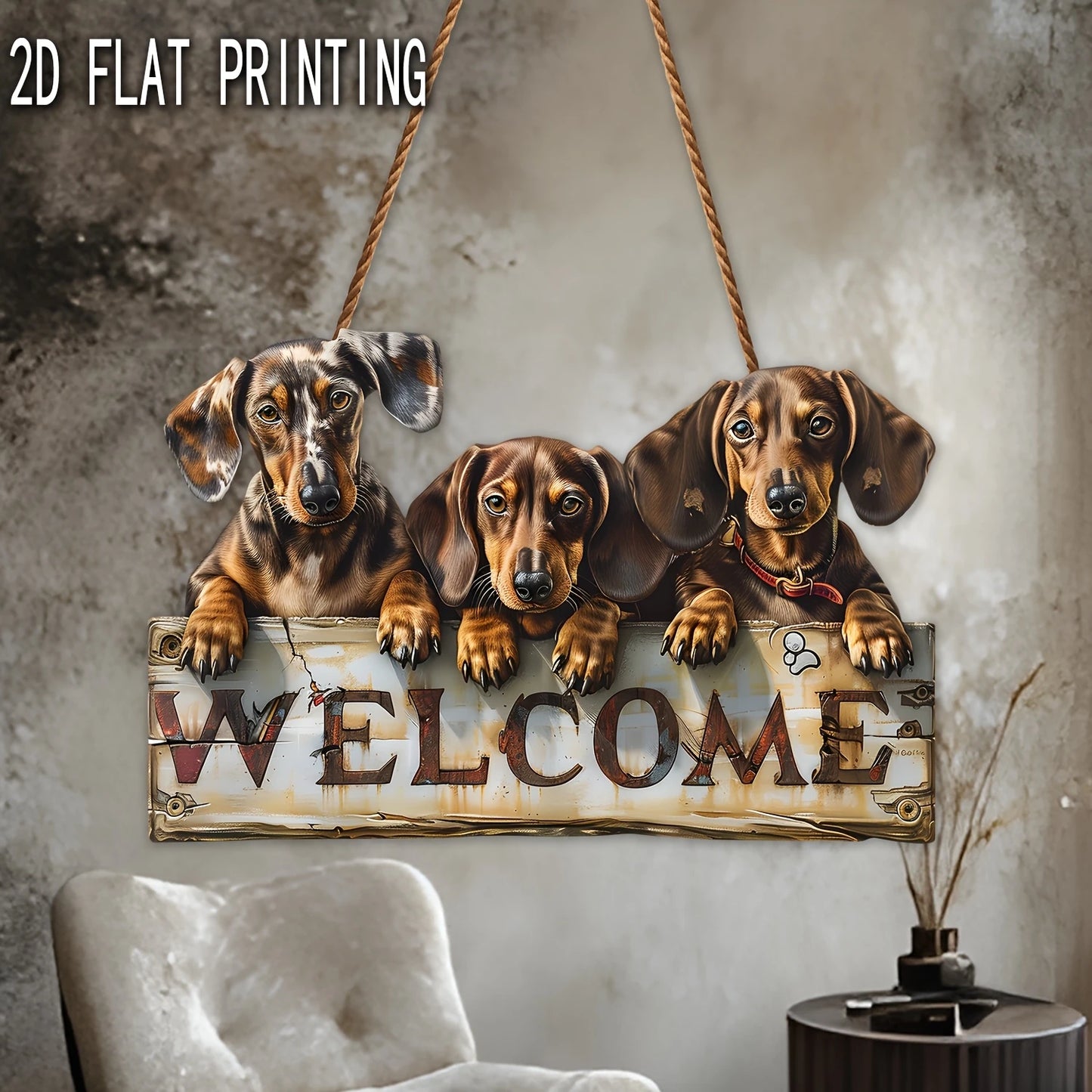 Wooden Dog Welcome Sign