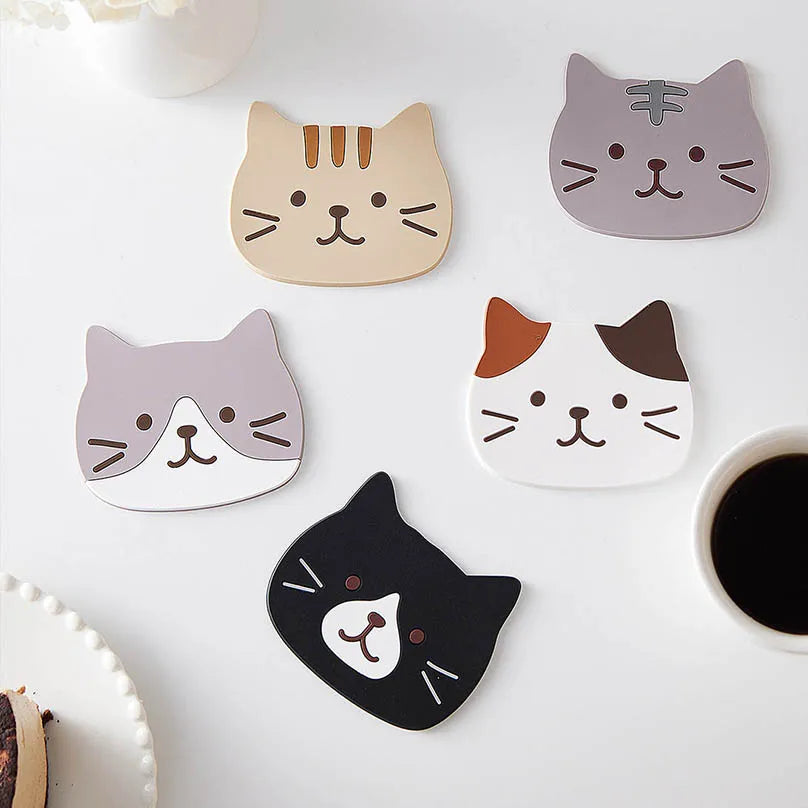 Cat Coaster Set - Silicone Cup Mat