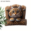 Wooden Cat Welcome Sign