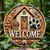 Dog Paw Welcome Sign - Wooden Art