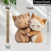 Wooden Cat Couple Sculpture - 2D Desktop Decor