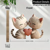 Wooden Cat Couple Sculpture - 2D Desktop Decor
