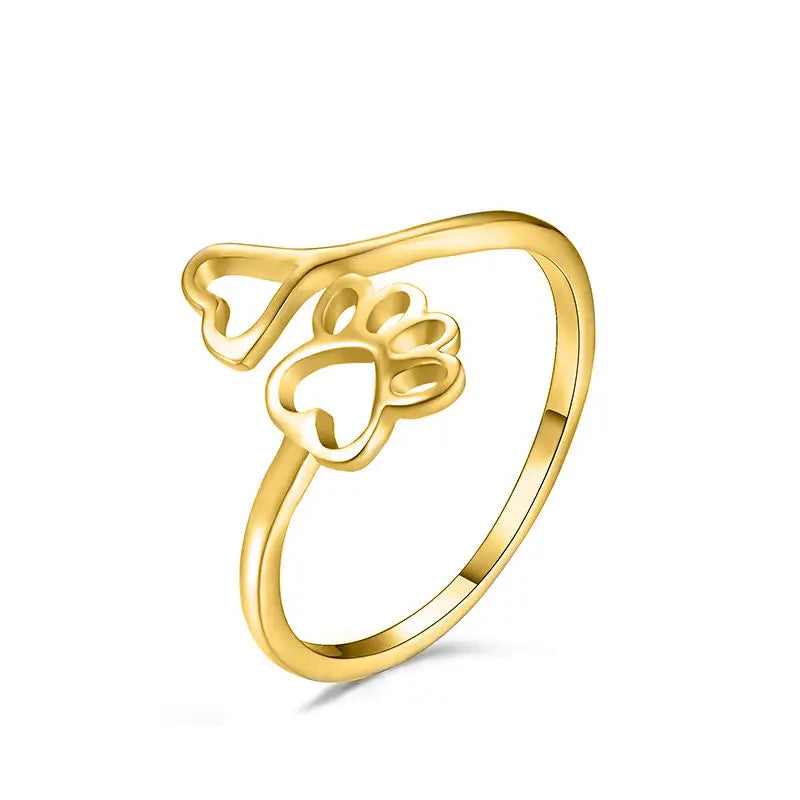 Dog Paw Heart Ring