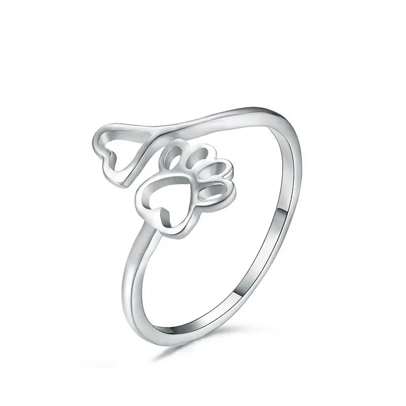 Dog Paw Heart Ring