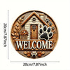 Dog Paw Welcome Sign - Wooden Art