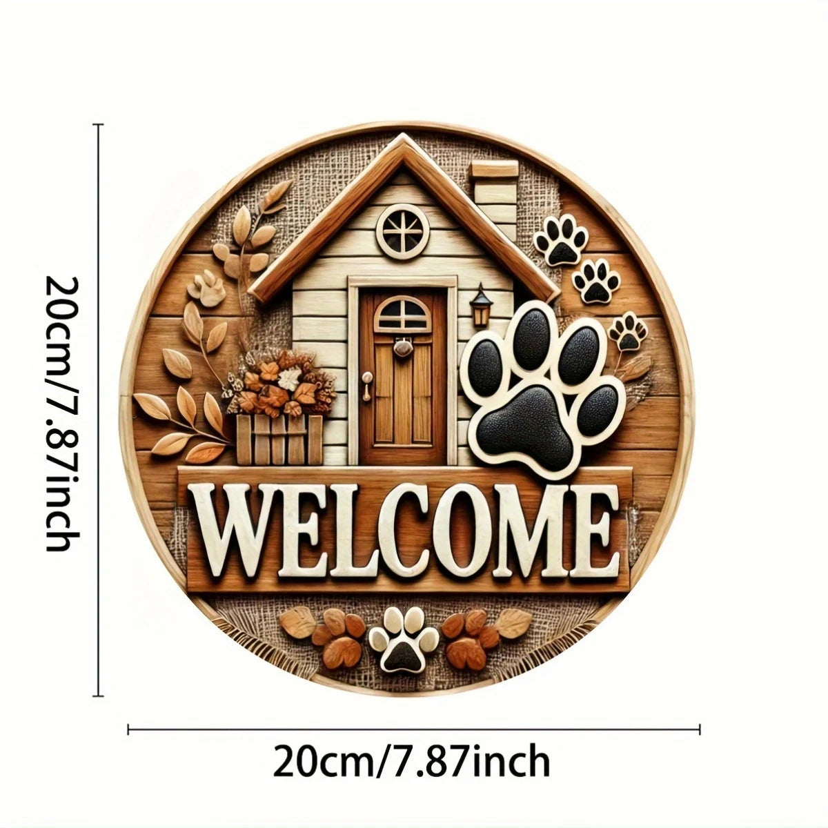 Dog Paw Welcome Sign - Wooden Art