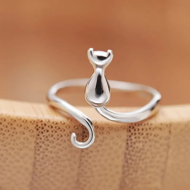 Cat Ring - 925 Sterling Silver Engagement
