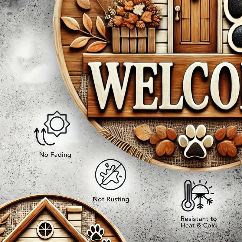 Dog Paw Welcome Sign - Wooden Art